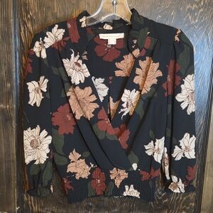 Monteau Los Angeles Elegant Floral Blouse Sz M
